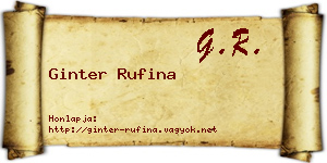 Ginter Rufina névjegykártya